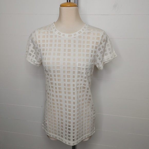Club Monaco Marlana window pane sheer tee size XS - Picture 1 of 10